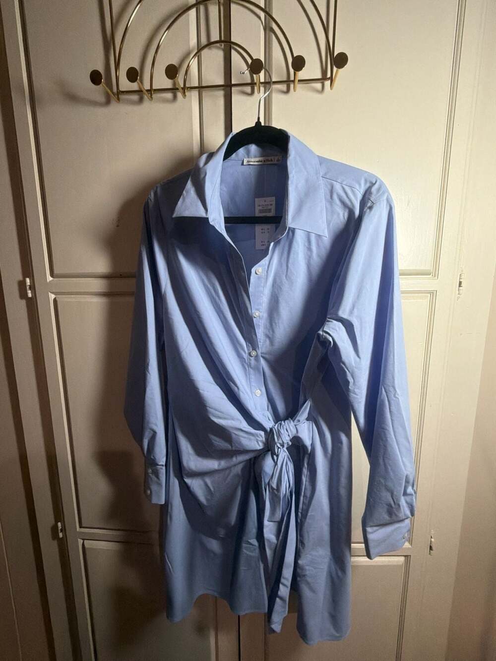 Abercrombie & Fitch Blue Long Sleeve Tie-Front Shirtdress